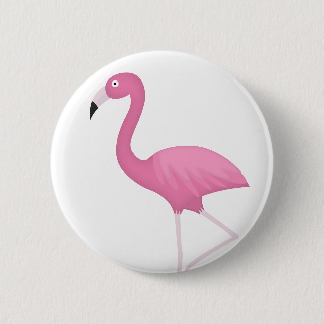 pink feathery flamingo 2 inch round button (Front)
