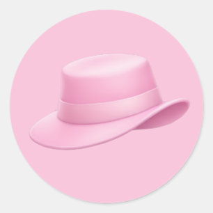 Pink Fedora Emoji – Classic Round Sticker