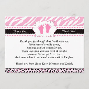 Pink Feet Leopard Cheetah Thank You Card