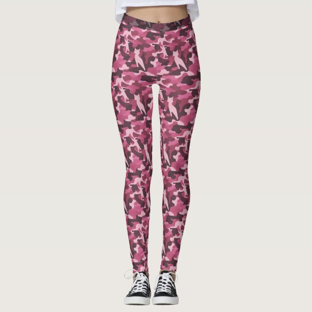 Pink Feline Camouflage (Pattern 1) Leggings (Front)