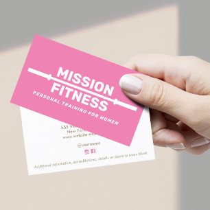 Pink Female Fitness Personal Trainer Business Card