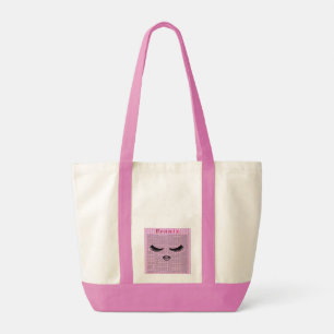 Pink Feminine Art Tote Bag – Lash & Lips Collage 