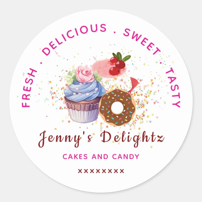 Pink feminine cakes & sweet business Sticker (Front)