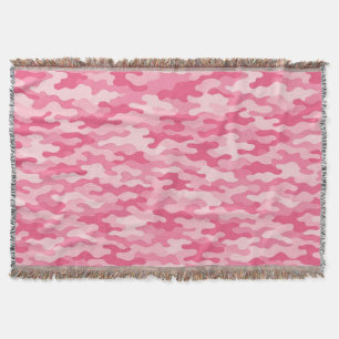 Pink Feminine Camo Pattern Throw Blanket