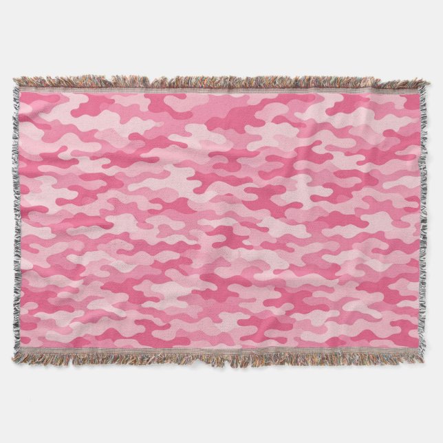 Pink Feminine Camo Pattern Throw Blanket (Front)