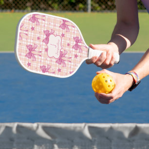 Pink Feminine Coquette Bows Pickleball Paddle