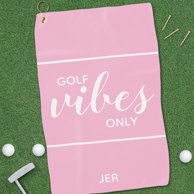 Pink Feminine Golfer Gal Quote Golf Vibes Custom Golf Towel (Pink Feminine Golfer Gal Quote Golf Vibes Custom Golf Towel)