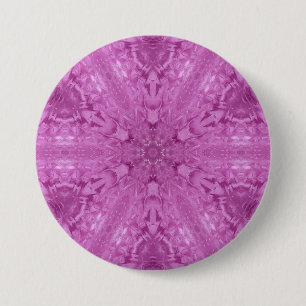 Pink Feminine Lace Kaleidoscope Snowflake 3 Inch Round Button