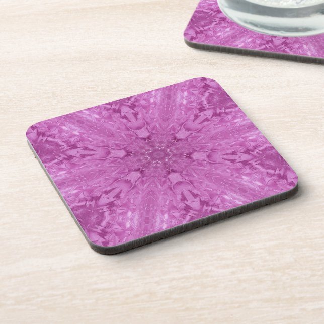 Pink Feminine Lace Kaleidoscope Snowflake Coaster (Left Side)