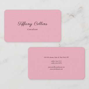 Pink Feminine Linen Minimalist Professional Modern Business Card