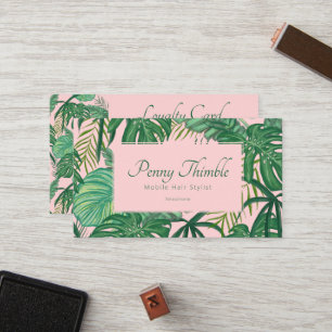 Pink Feminine Tropical Monstera Jungle Palm Loyalty Card