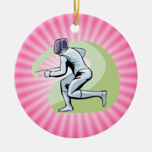 Pink Fencing Ceramic Ornament