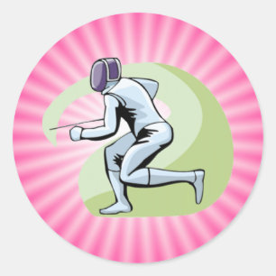 Pink Fencing Classic Round Sticker