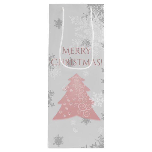 Pink Festif de Noël Arbre Vin Cadeau Sac (Devant)