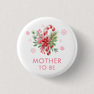 Pink Festive Candy Girl Mother To Be Baby Shower  1 Inch Round Button