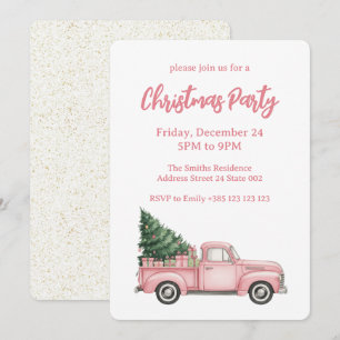Pink Festive Christmas party Invitation