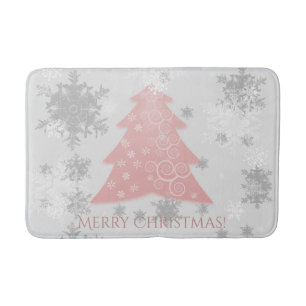 Pink Festive Christmas Tree Bath Mat