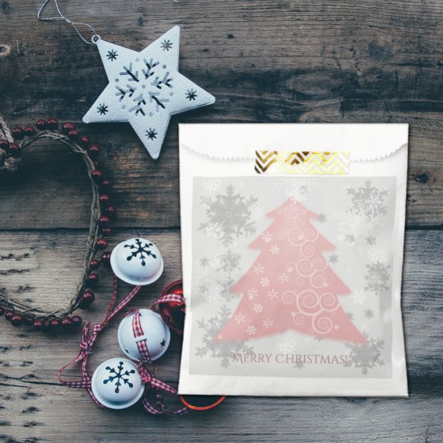 Pink Festive Christmas Tree Favour Bag (Pink Festive Christmas Tree Favor Bag)