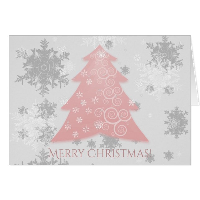 Pink Festive Christmas Tree Greeting Card (Front Horizontal)