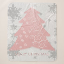 Pink Festive Christmas Tree Sherpa Blanket