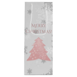 Pink Festive Christmas Tree Wine Gift Bag