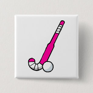 Pink Field Hockey Stick 2 Inch Square Button