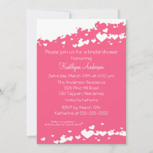 Pink Field of Hearts Bridal Shower Invitation