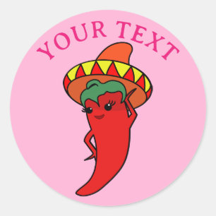 Pink Fiesta Bridal Shower With Red Hot Pepper Diva Classic Round Sticker