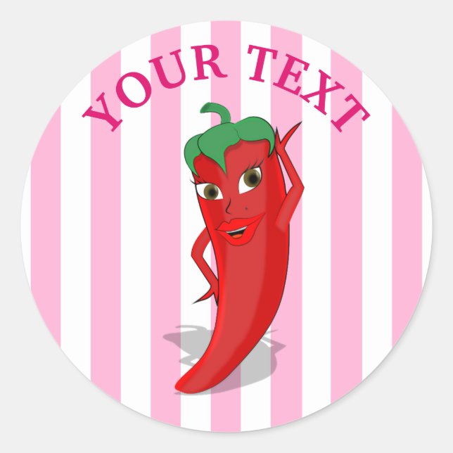 Pink Fiesta Bridal Shower With Red Hot Pepper Diva Classic Round Sticker (Front)