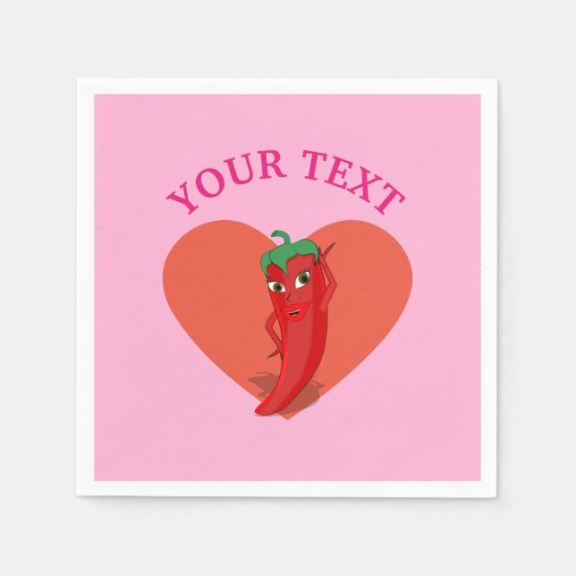 Pink Fiesta Bridal Shower With Red Hot Pepper Diva Napkin (Front)