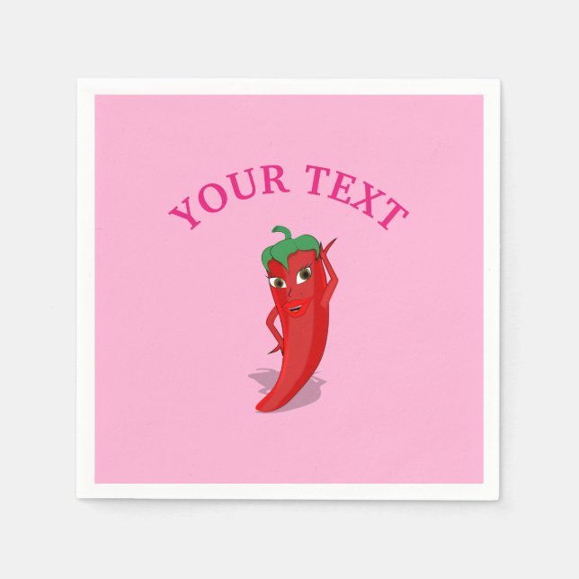 Pink Fiesta Bridal Shower With Red Hot Pepper Diva Napkin (Front)