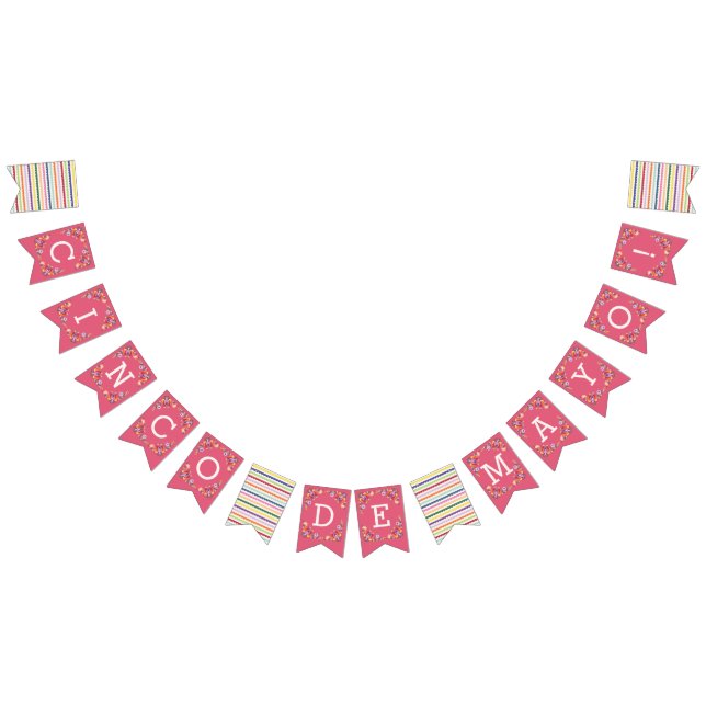 Pink Fiesta Floral Cinco de Mayo Bunting Banner (All)