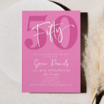 Pink Fifty 50th Fiftieth Birthday Party Invitation<br><div class="desc">This is a Pink Fifty 50 Fiftieth Birthday Party Invitation!</div>