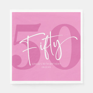 Pink Fifty 50th Fiftieth Birthday Party Napkin