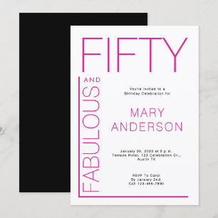 Pink Fifty and Fabulous 50th Birthday Party Invitation