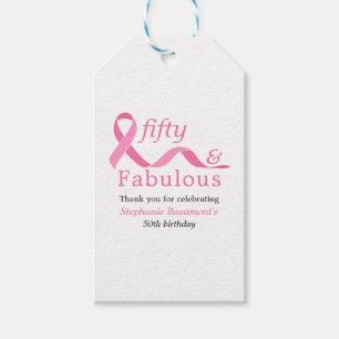 Pink Fifty Fabulous Fighting Cancer 50th Birthday Gift Tags