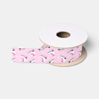 Pink Figure Skating Pattern Satin Ribbon