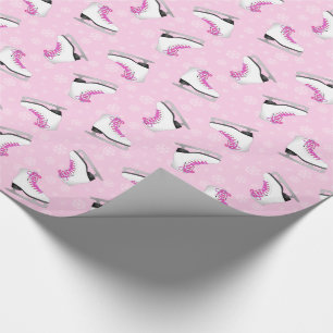 Pink Figure Skating Pattern Wrapping Paper