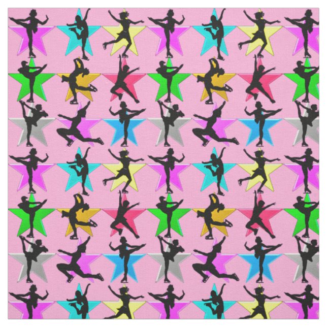 PINK FIGURE SKATING SUPER STAR FABRIC (Swatch)