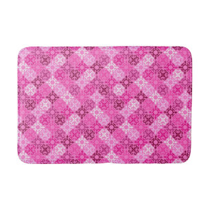 Pink Filigree Diamond Pattern Bath Mat