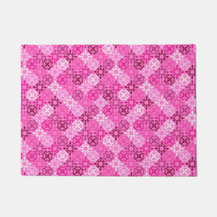 Pink Filigree Diamond Pattern Doormat