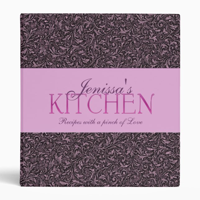 Pink Filigree Recipe Binder (Front)