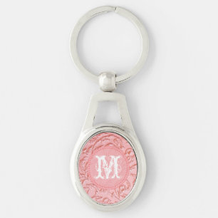 Pink Filigree Wood Carving Floral Glam Key Chain