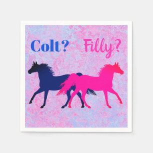 Pink Filly & Blue Colt Western Style Gender Reveal Napkin