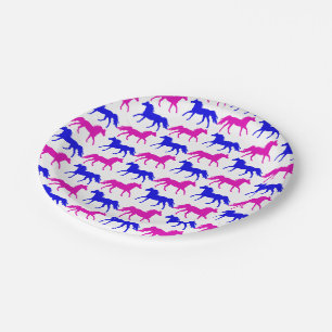 Pink Filly & Blue Colt Western Style Gender Reveal Paper Plate