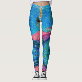 Pink Fin Diving – A Surreal Waterscape Leggings