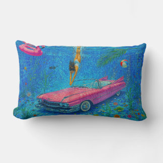 Pink Fin Diving – A Surreal Waterscape Lumbar Pillow