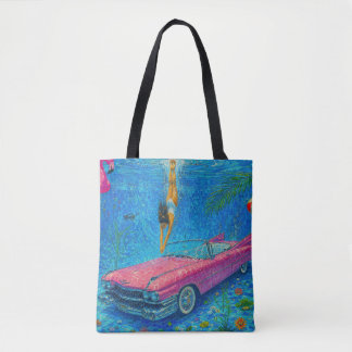 Pink Fin Diving – A Surreal Waterscape Tote Bag