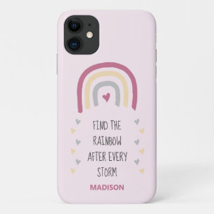 Pink Find the Rainbow after Storm custom Name iPhone 11 Case