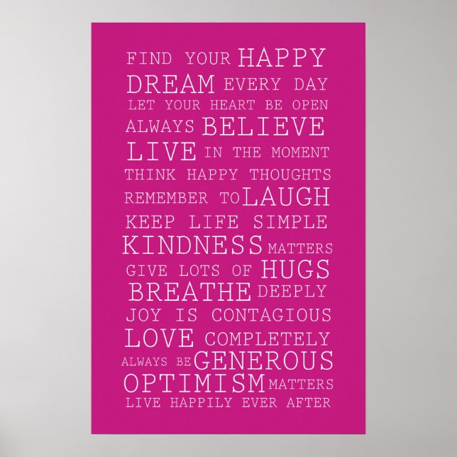 Pink Find Your Happy Inspirational Quotes Poster (Front)